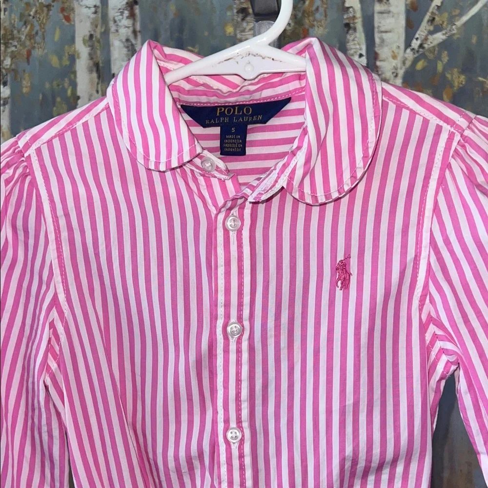Polo Ralph Lauren Pink and White Striped Dress